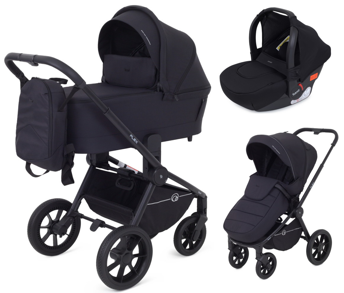 Детская коляска Rant Flex 3 в 1 RA076 с автокреслом Cruise Black Black