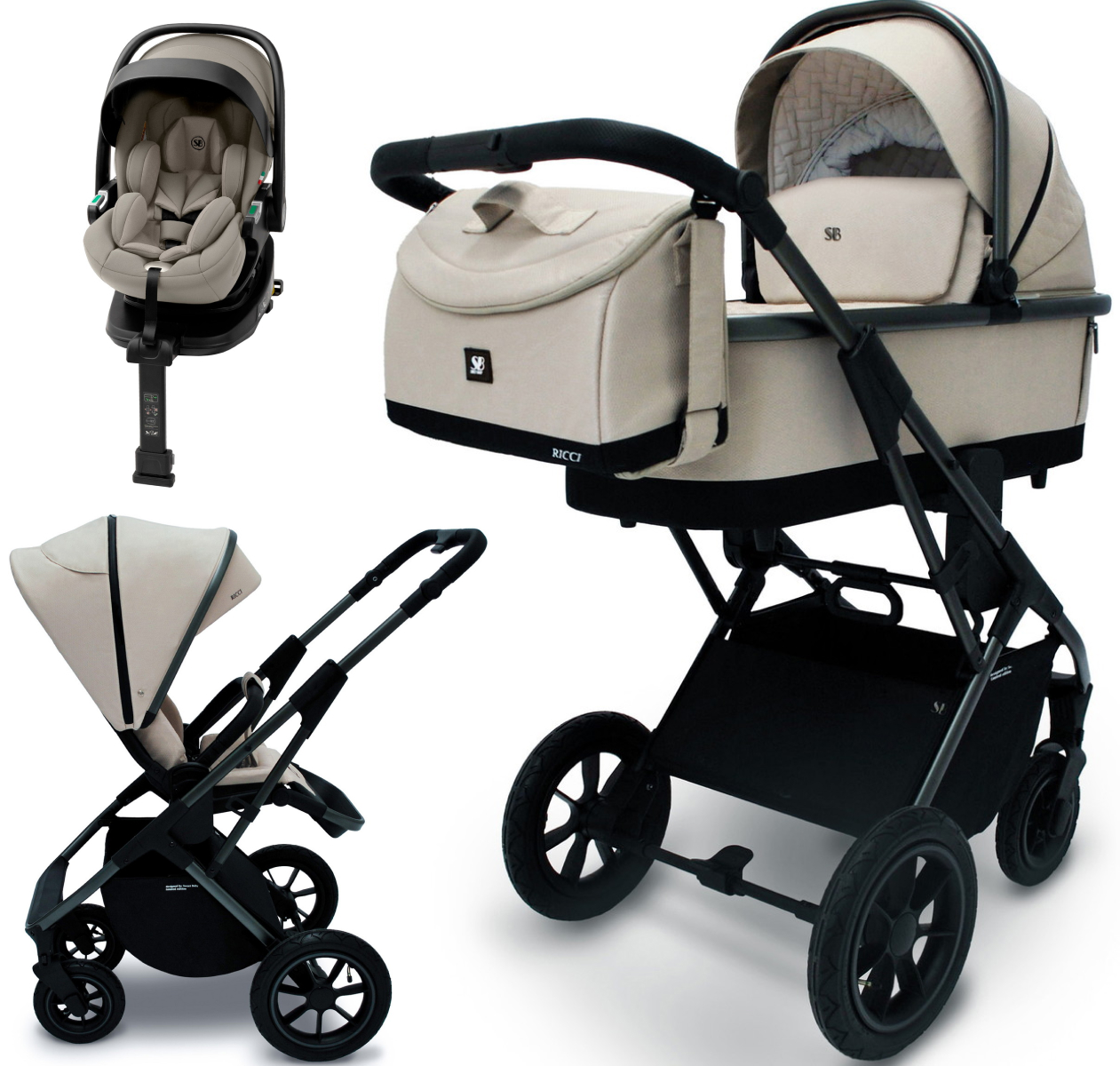 Коляска 3 в 1 Sweet Baby Ricci Air + автокресло Premier Plus Begie Capuccino (Air)