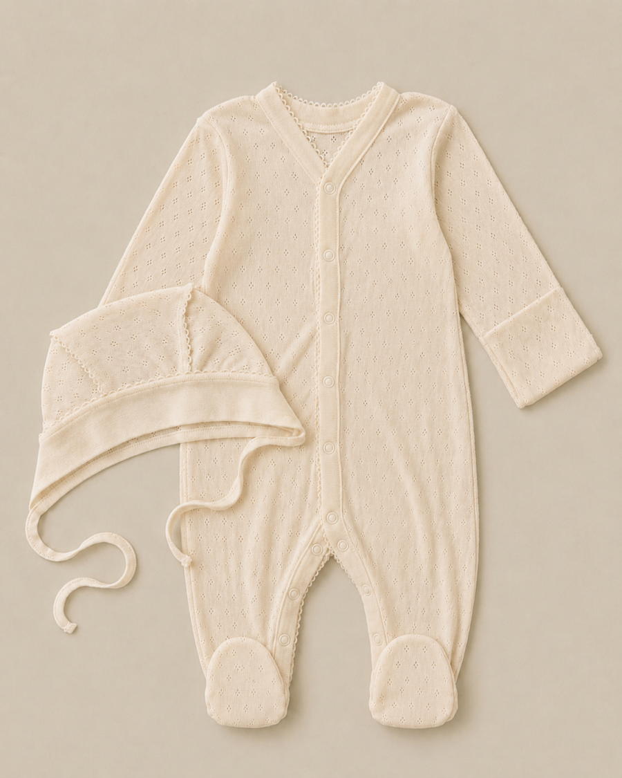 Комбинезон и чепчик Little Star Ажур 325016 (ЧЗ-мз) бежевый 62