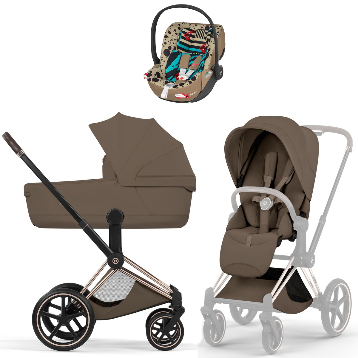 Коляска Cybex Priam V Rosegold Style Cloud T One Love 3 в 1 Coconut Brown