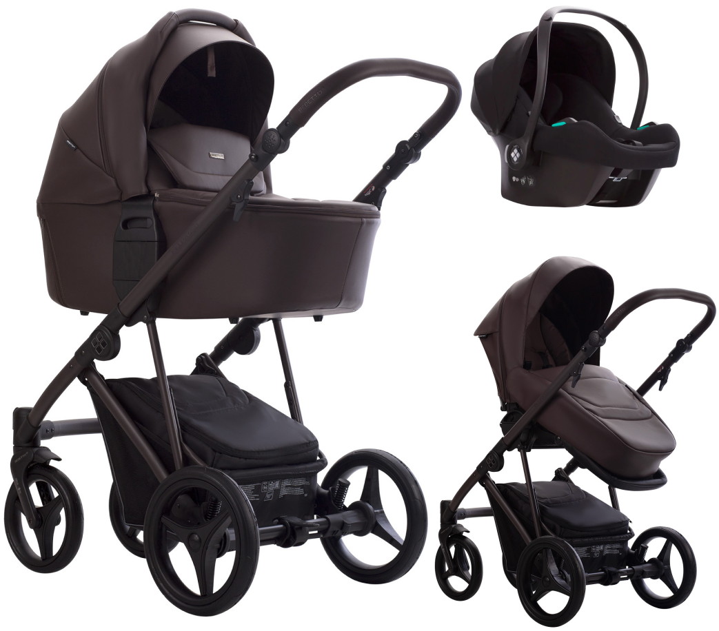 Детская коляска Bebetto Pelpasso Pro 3 в 1 с автокреслом Avionaut Cosmo 05 Brown коричневая кожа/коричневая рама