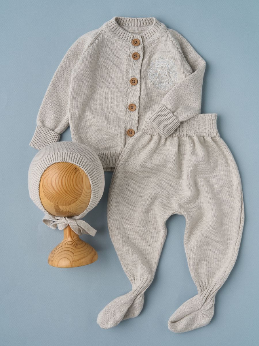 Кофточка, ползунки, чепчик Little Star Вышивка 80034-3 (ЧЗ-мз) жемчужный 56