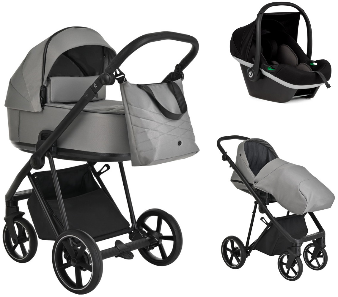 Детская коляска Roan Sol 3 в 1 с автокреслом Tutis Elo Black RSL/1011 Cloud Grey