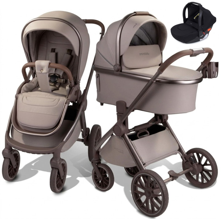 Детская коляска AmaroBaby Motus Premium Ecco Exclusive 3 в 1 с автокреслом Rant Cruise Black мокко