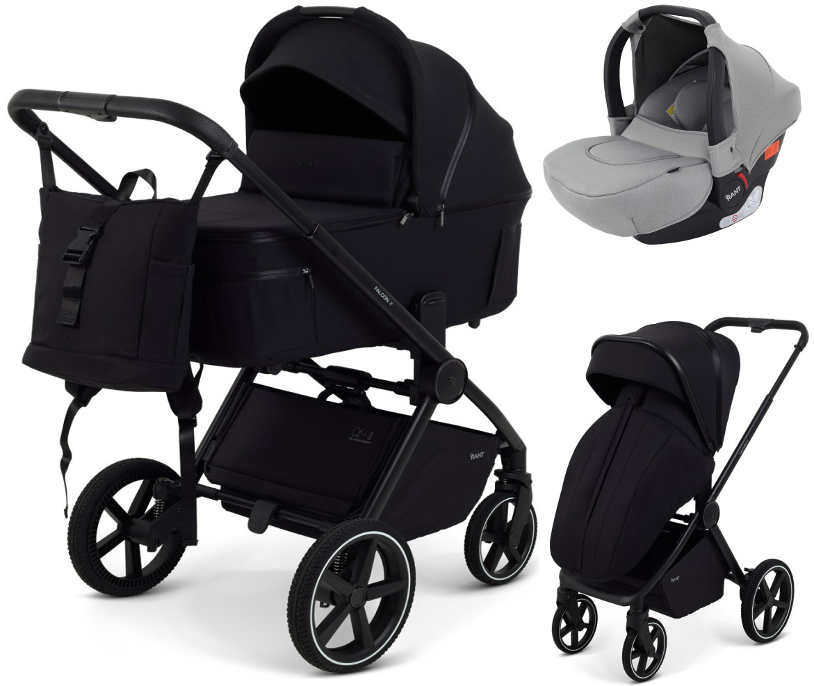 Детская коляска Rant Falcon X 3 в 1 RA126 с автокреслом Cruise Grey Black