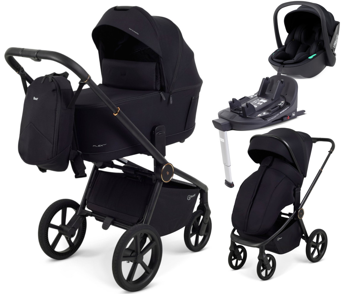 Детская коляска Rant Flex Therm Soft 4 в 1 с автокреслом Miro Black и база Gold Black