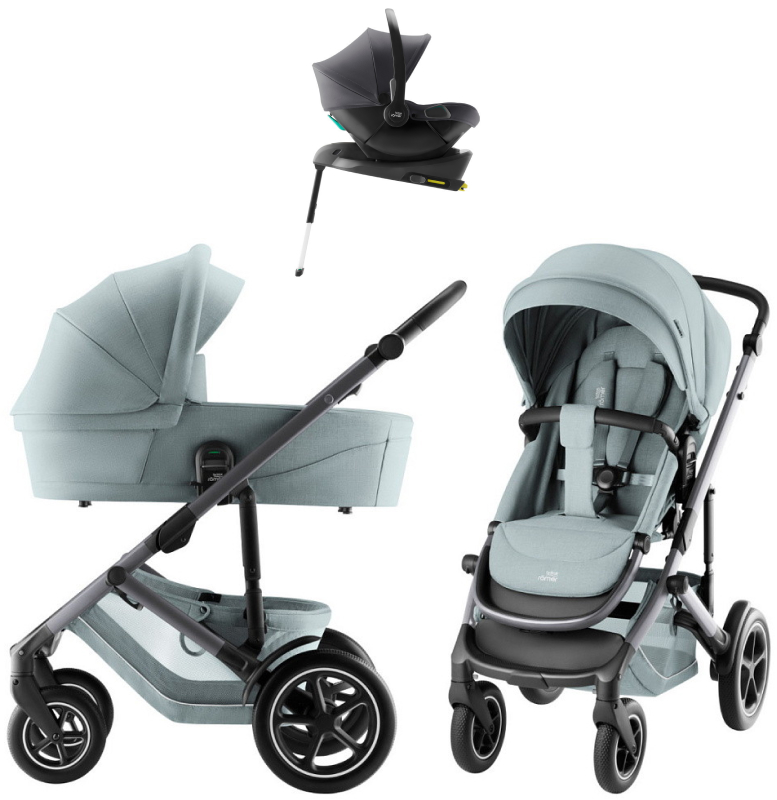 Коляска 4 в 1 Britax Roemer Smile 5Z Style и автокресло Baby-Safe Core Midnight Grey2 + база Baby-Safe Core Harbor Blue