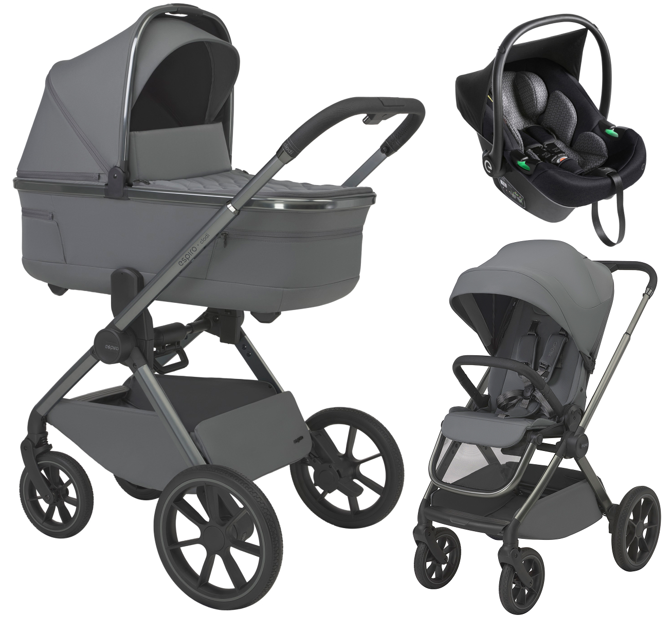 Детская коляска 3 в 1 Espiro Clodi и автокресло Pi Black 07 chic gray
