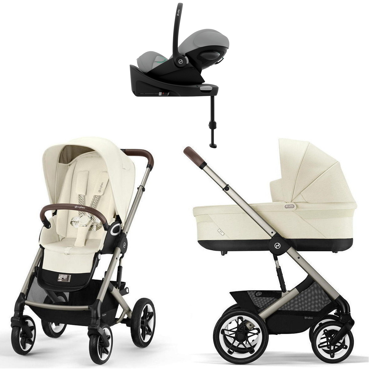 Коляска Cybex Talos S Lux TPE Cloud G3 Stone Grey Plus Base G3 4 в 1 Seashell Beige с дождевиками