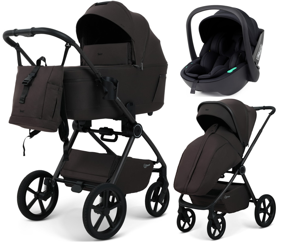 Детская коляска Rant Teo Comfort 3 в 1 с автокреслом Miro Black Shine brown