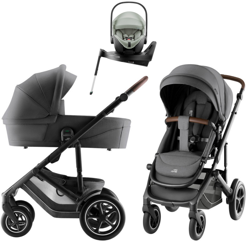 Коляска 4 в 1 Britax Roemer Smile 5Z Style и автокресло Baby-Safe Pro Style Sage green + Vario Base 5Z Mineral Grey