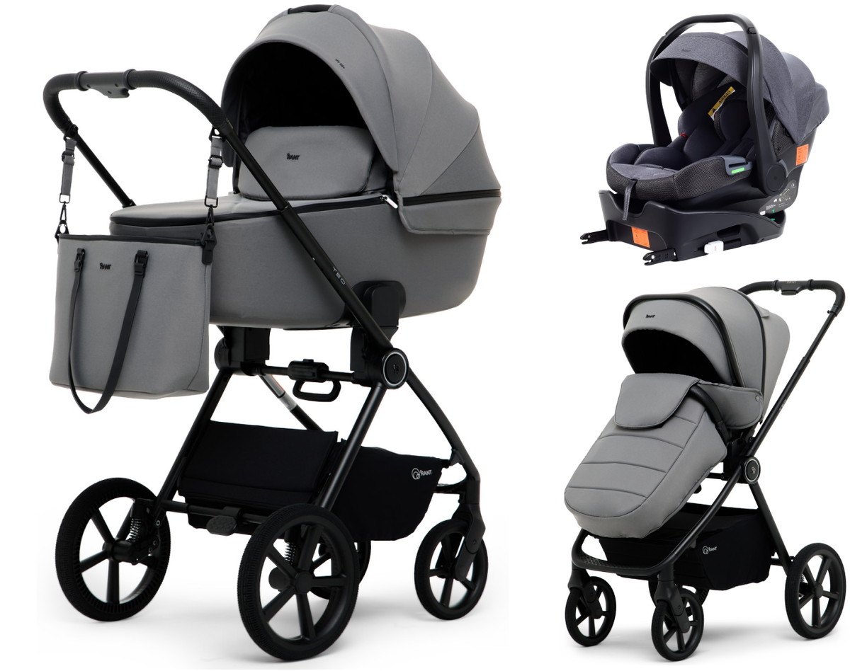 Детская коляска Rant Teo Soft 4 в 1 с автокреслом Carry Pro Graphite и базой Grey