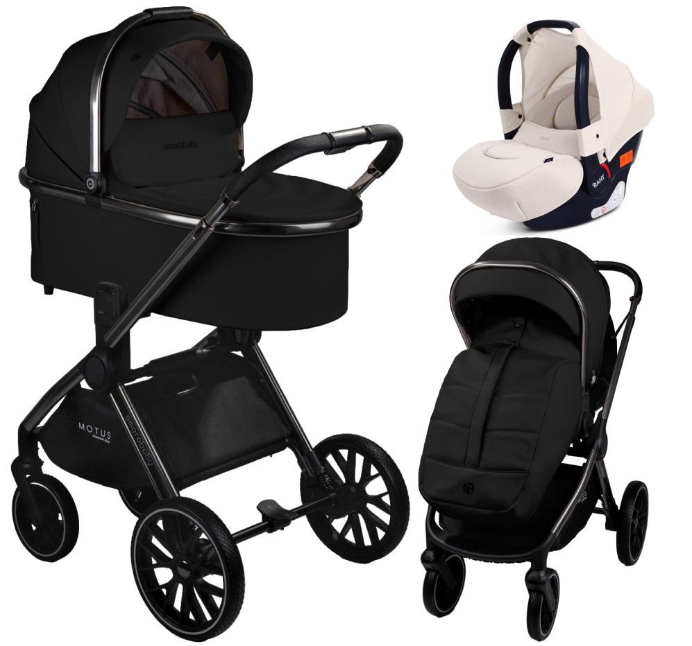 Детская коляска AmaroBaby Motus Premium Ecco 3 в 1 с автокреслом Rant Cruise Beige черный