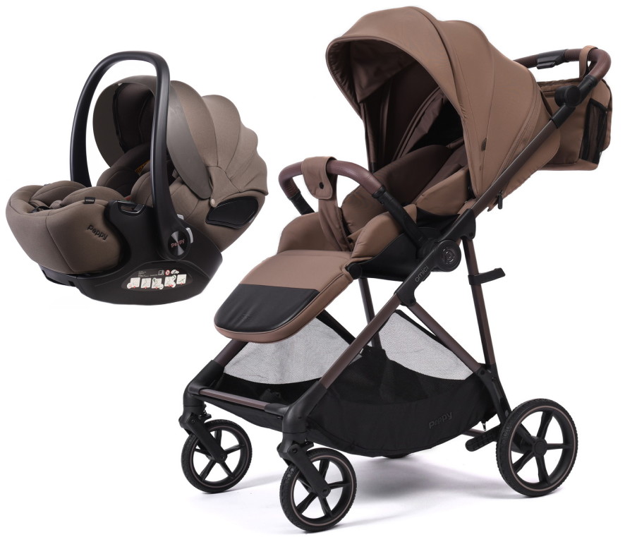 Прогулочная коляска Peppy Amici с автокреслом Verona Brown Mocca рама Mocca