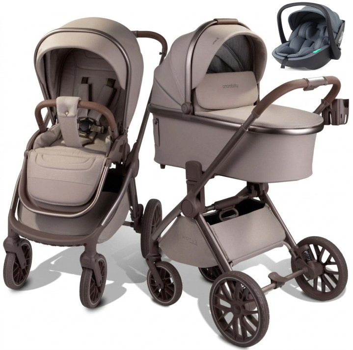 Детская коляска AmaroBaby Motus Premium Ecco Exclusive 3 в 1 с автокреслом Rant Miro Graphite мокко