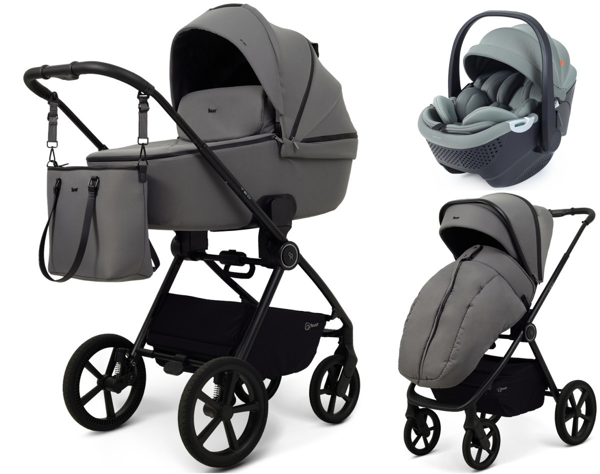 Детская коляска Rant Teo Soft 3 в 1 с автокреслом Aster Zero Olive Grey