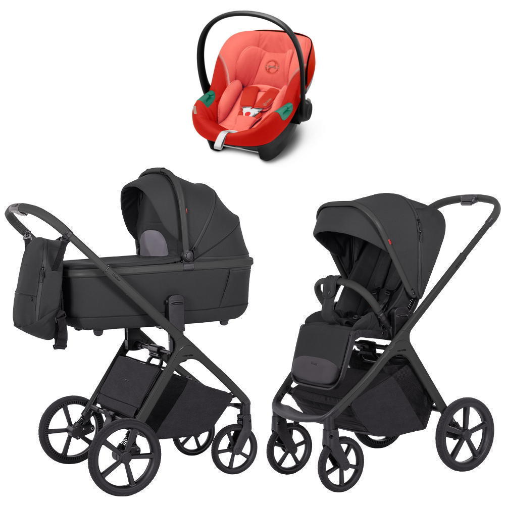 Коляска Carrello Vector CRL-6550 и автокресло Cybex Aton S2 Hibiscus Red 3 в 1 Magnet Black