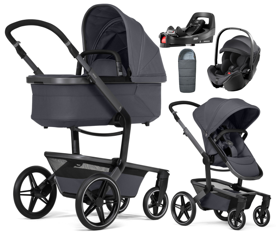 Детская коляска 4 в 1 Joolz Day 5 и автокресло Britax Roemer Baby-Safe Pro Classic Deep Black без адаптеров + конверт в подарок и база Vario Base 5Z Stone grey
