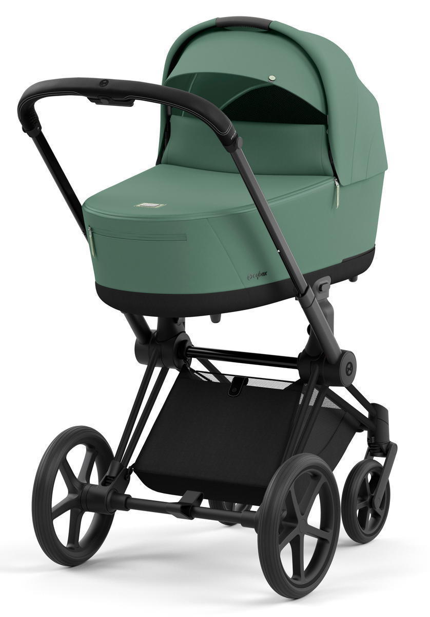 Коляска для новорожденных Cybex Priam IV Matt Black Leaf Green