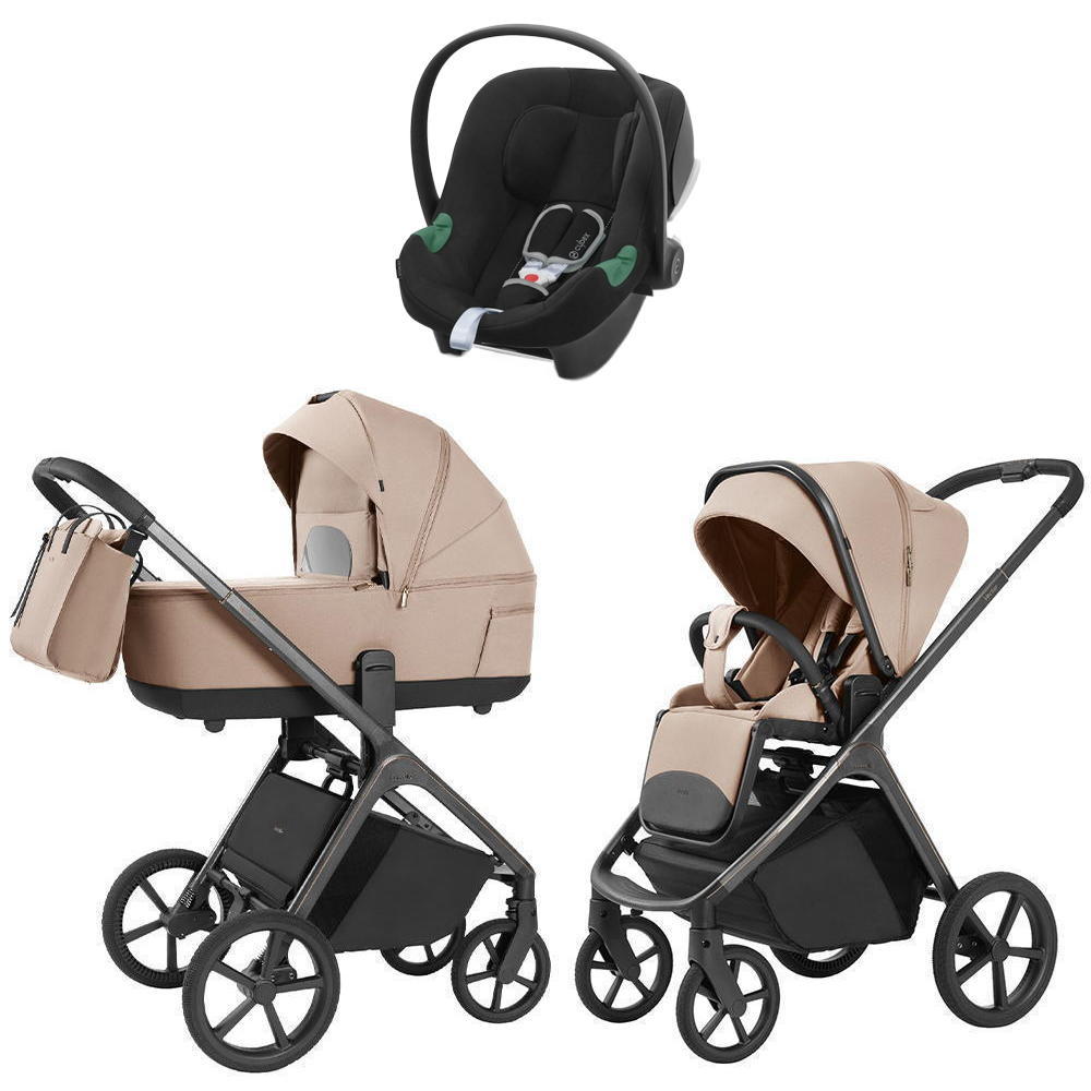 Коляска Carrello Vector 2025 CRL-6551 и автокресло Cybex Aton B2 Volcano Black 3 в 1 Mellow Beige
