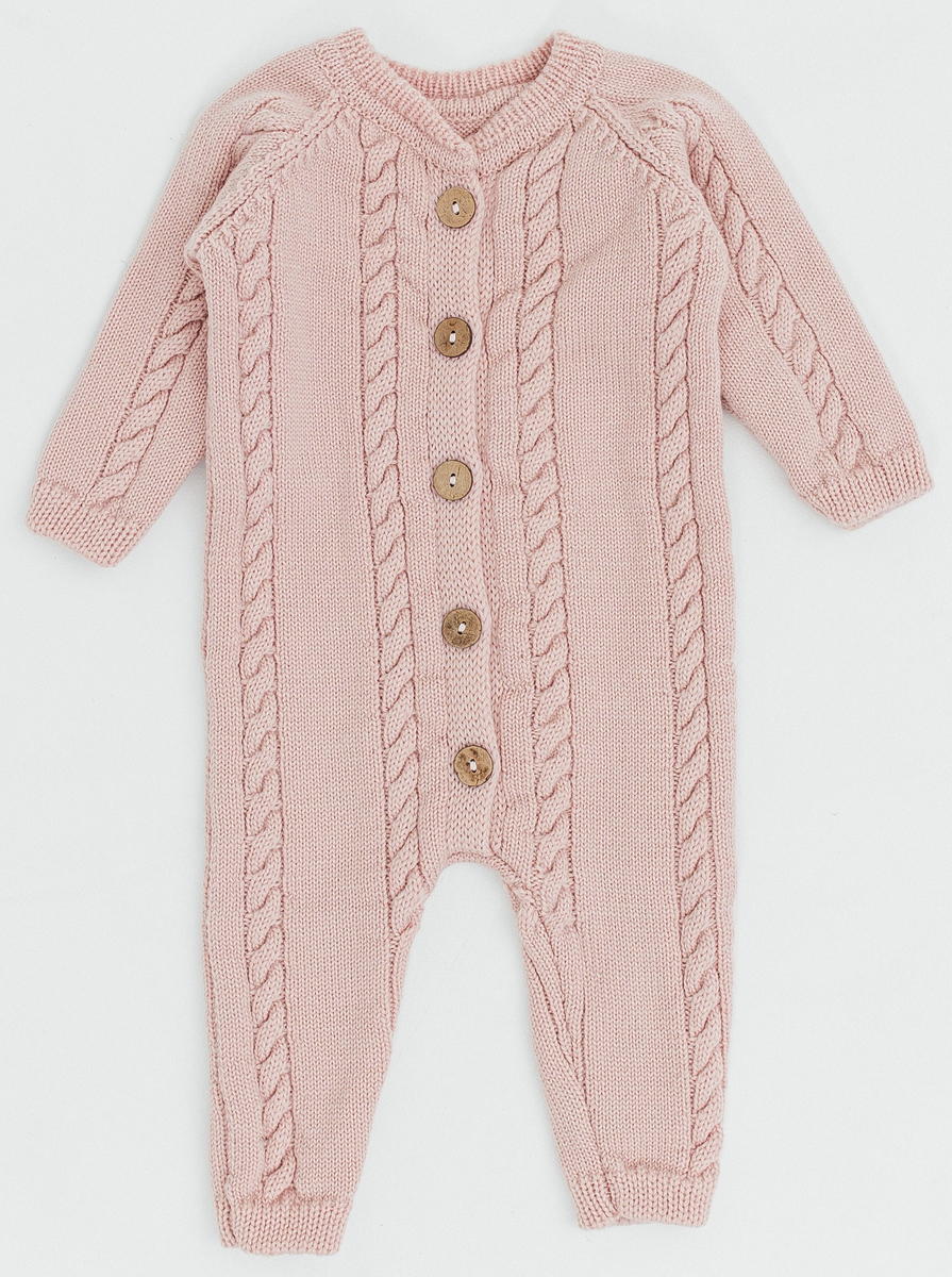 Комбинезон Mimibaby Коса (меринос) MK3014 пудровый, 0-6 мес.