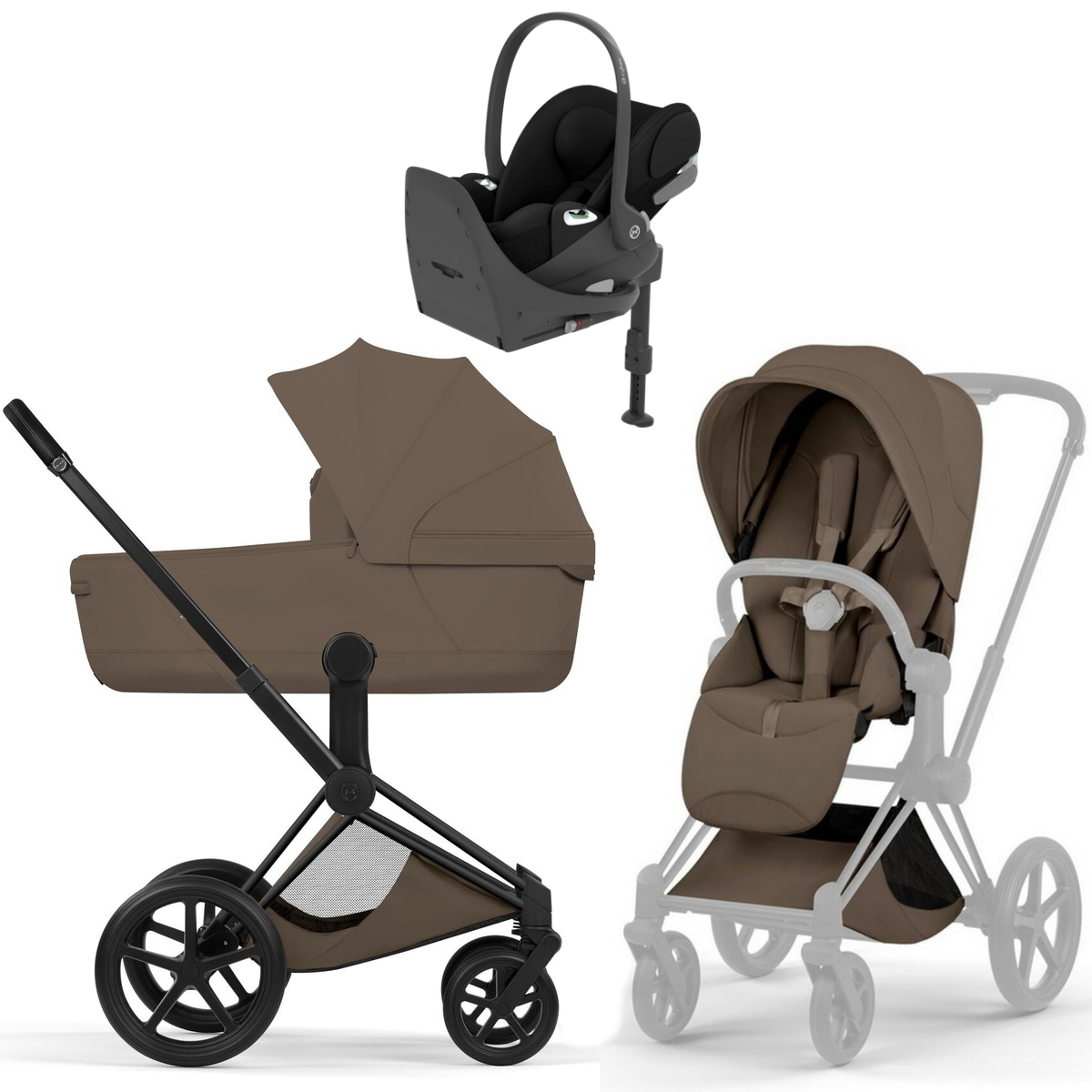 Коляска Cybex Priam V Matt Black Style Cloud T Sepia Black Base T 4 в 1 Coconut Brown