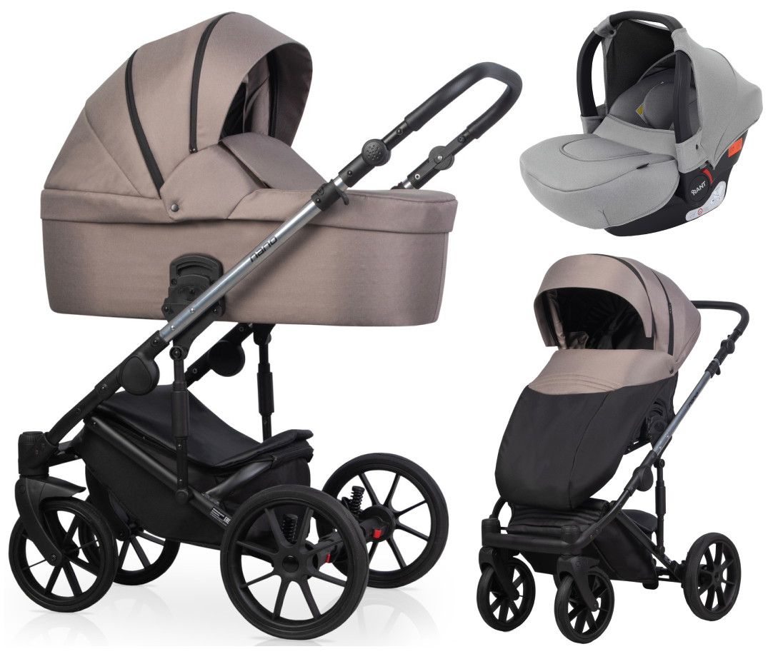 Детская коляска Riko Nano Thermo 3 в 1 с автокреслом Rant Cruise Grey 11 Cappucino (бежевый)