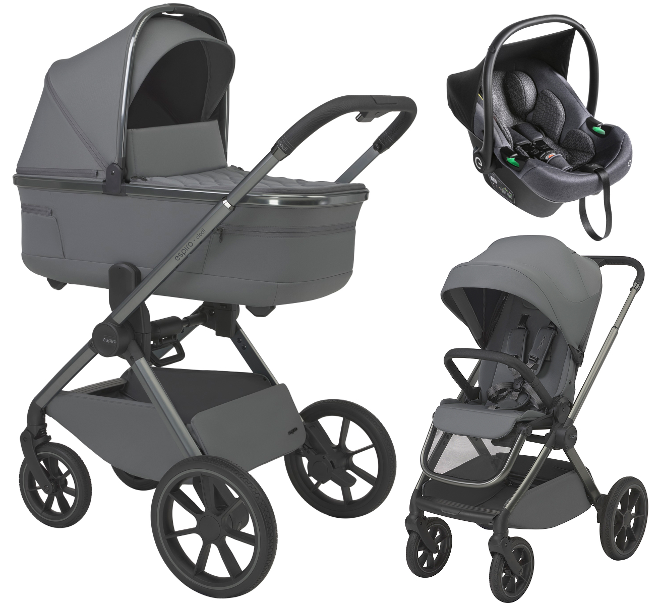 Детская коляска 3 в 1 Espiro Clodi и автокресло Pi Graphite 07 chic gray