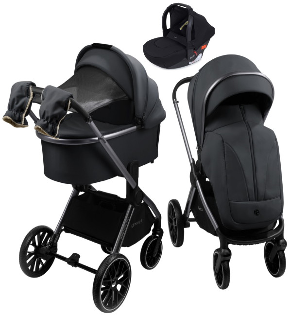Детская коляска AmaroBaby Genius 3 в 1 с автокреслом Rant Cruise Black серый