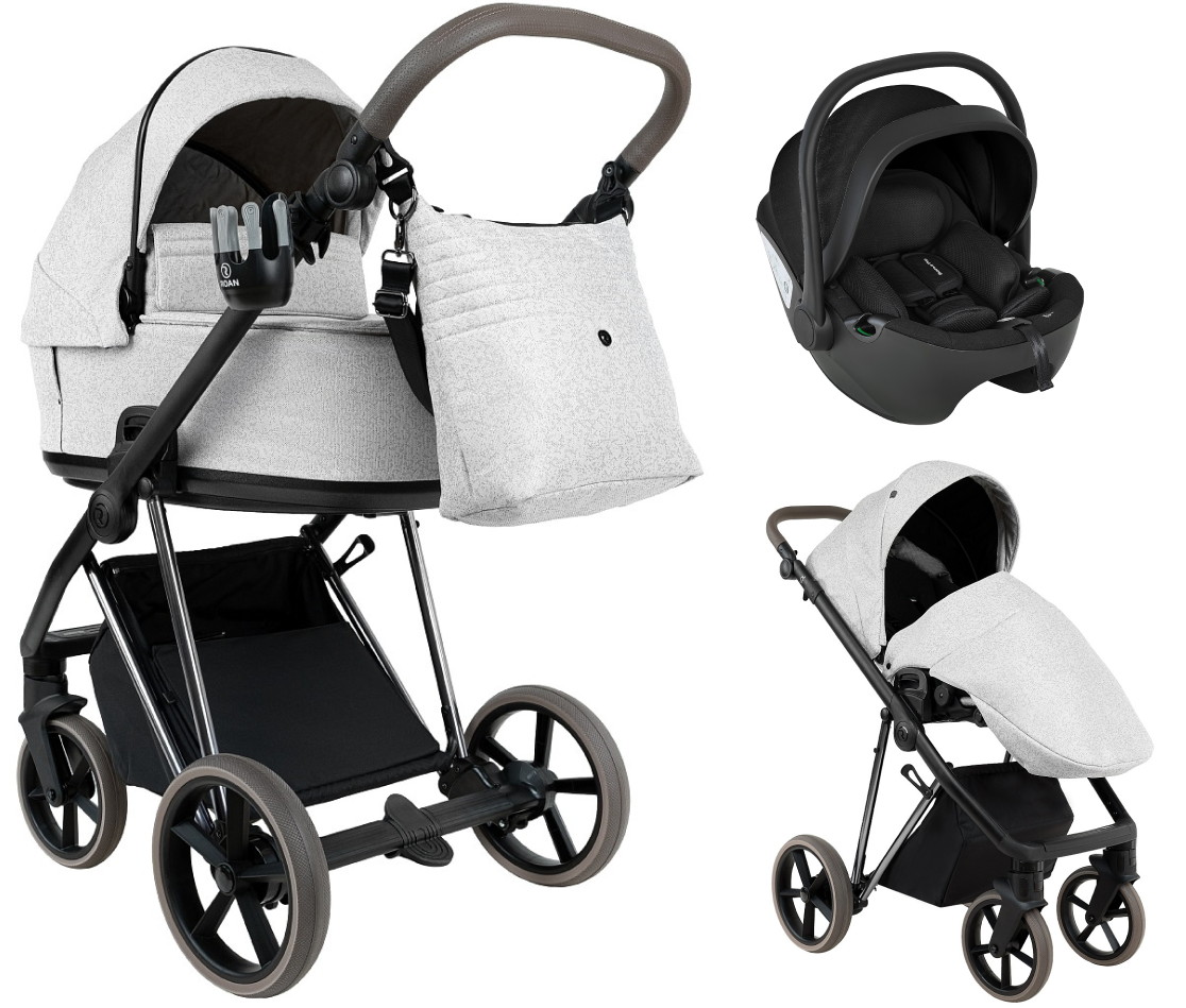 Детская коляска Roan Sol Vintage Luxury 2.0 3 в 1 с автокреслом Pituso Baesa Pro Black PIX/50/L Pixel/Light/Black/руч.Cappuccino