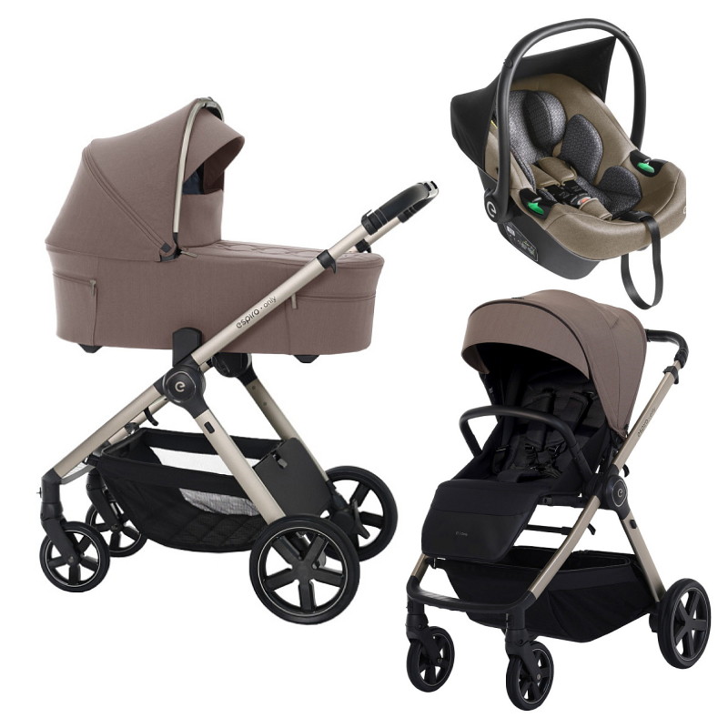 Детская коляска 3 в 1 Espiro Only 2025 и автокресло Pi Begie 408 nude brown / Бежевый (Beige 109)