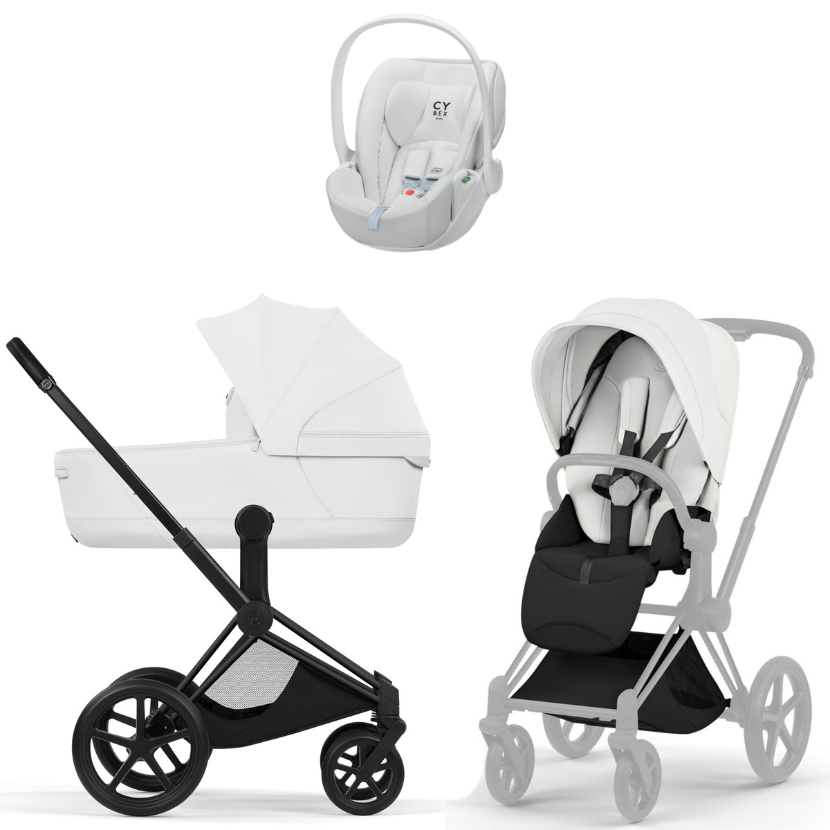 Коляска Cybex Priam V Matt Black Style Cloud T Urban Mobility White 3 в 1 Off White