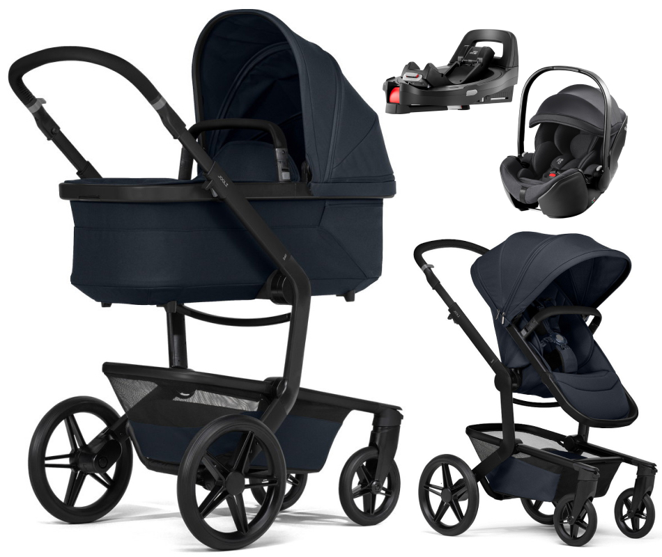 Детская коляска 4 в 1 Joolz Day 5 и автокресло Britax Roemer Baby-Safe Pro Classic Deep Black и база Vario Base 5Z Dark Navy Blue