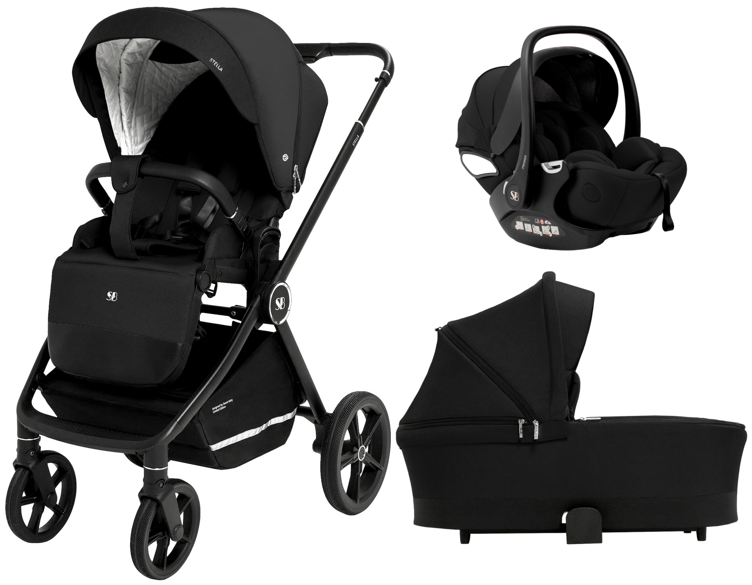 Коляска 3 в 1 Sweet Baby Stella + автокресло Premier Black Black