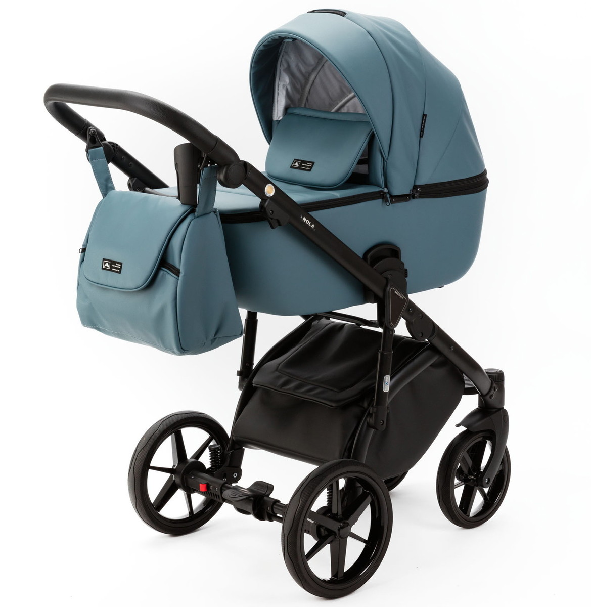 Детская коляска Adamex Nola Deluxe 2 в 1 N-SA63 (СЕРЫЙ С ГОЛУБЫМ КОЖА)