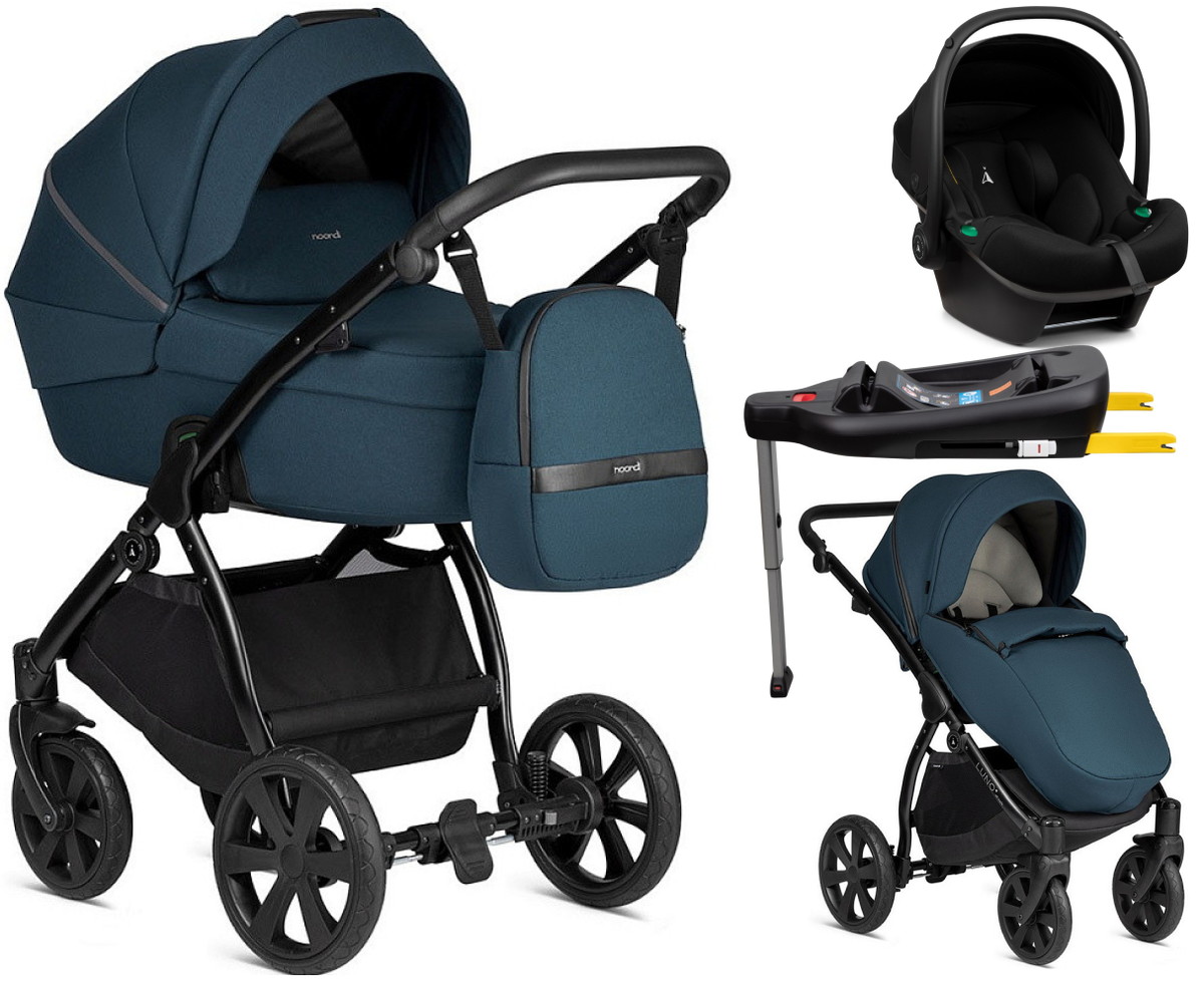 Детская коляска Noordi Luno All Trails 4 в 1 с автокреслом Terra Black и базой 1412617/1012617 Ocean Blue