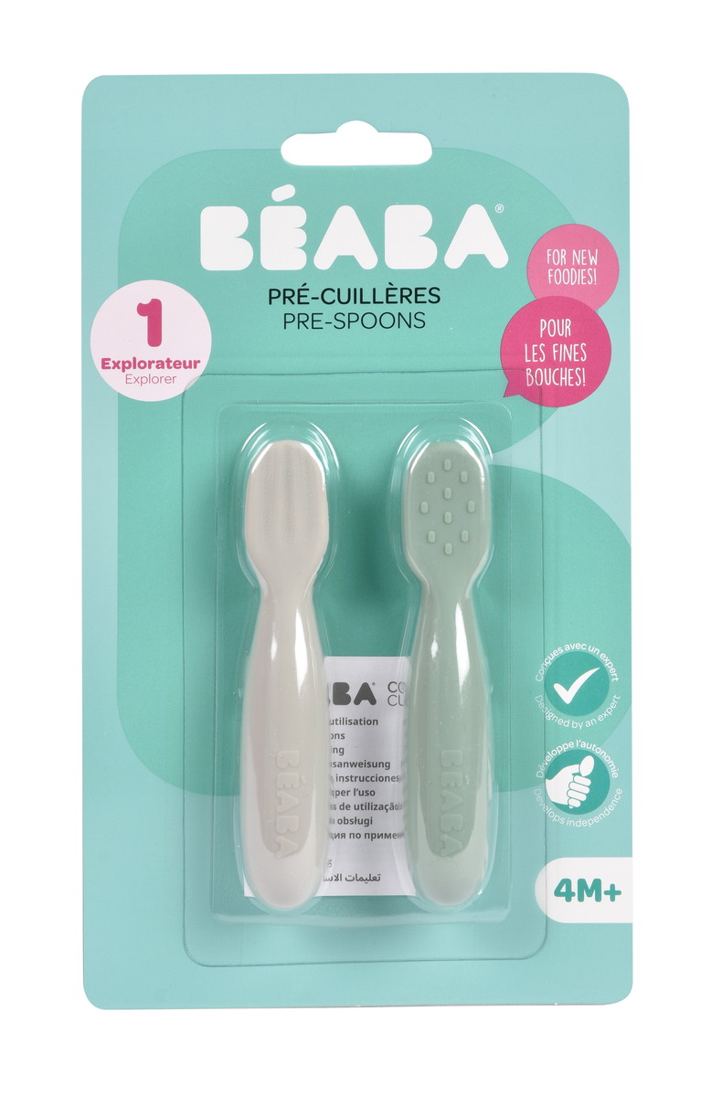 Набор Beaba из двух силиконовых ложек, для кормления 4+ 913578 SGREEN