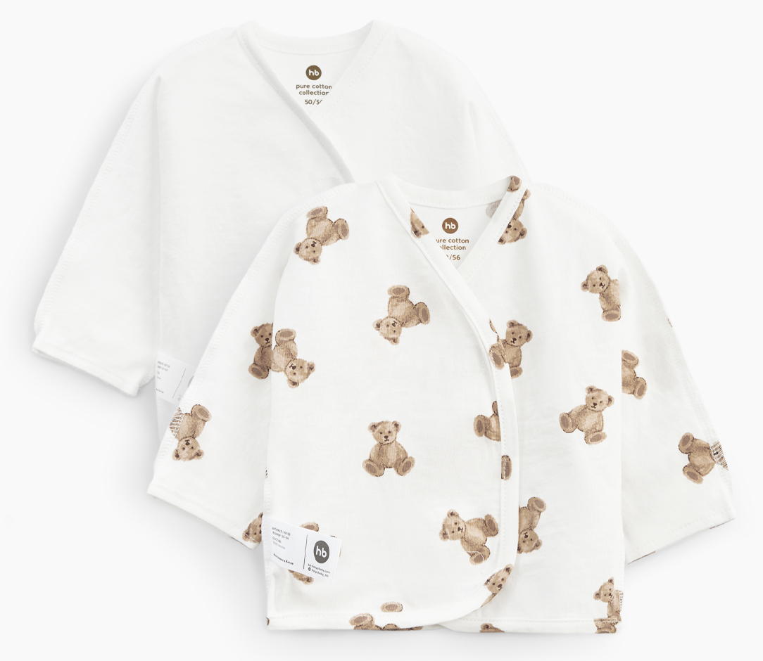 Комплект распашонок Happy Baby для новорожденного 2 шт. 90130 ЧЗ bears 50