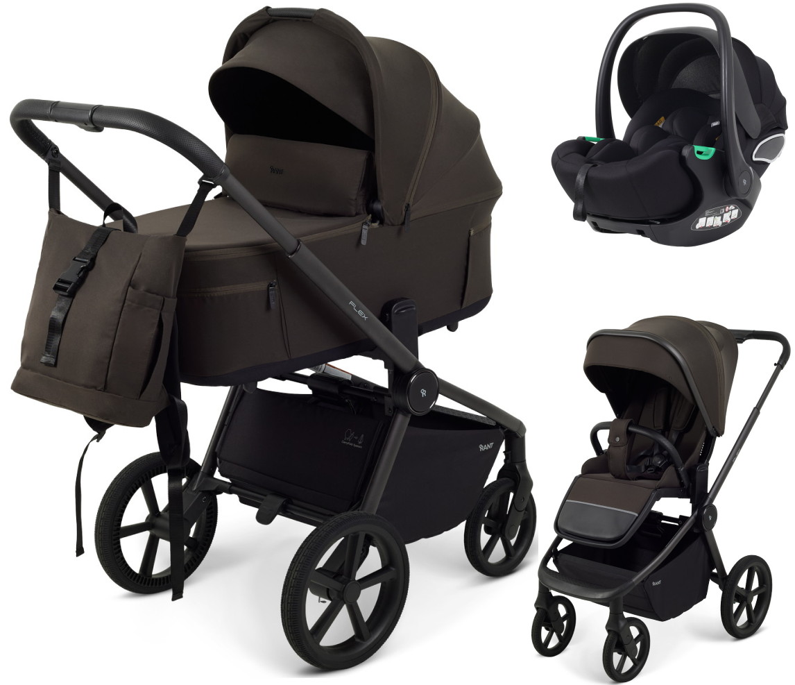 Детская коляска Rant Flex Forma 3 в 1 RA124 с автокреслом Evomax Black Shine Brown Коричневый
