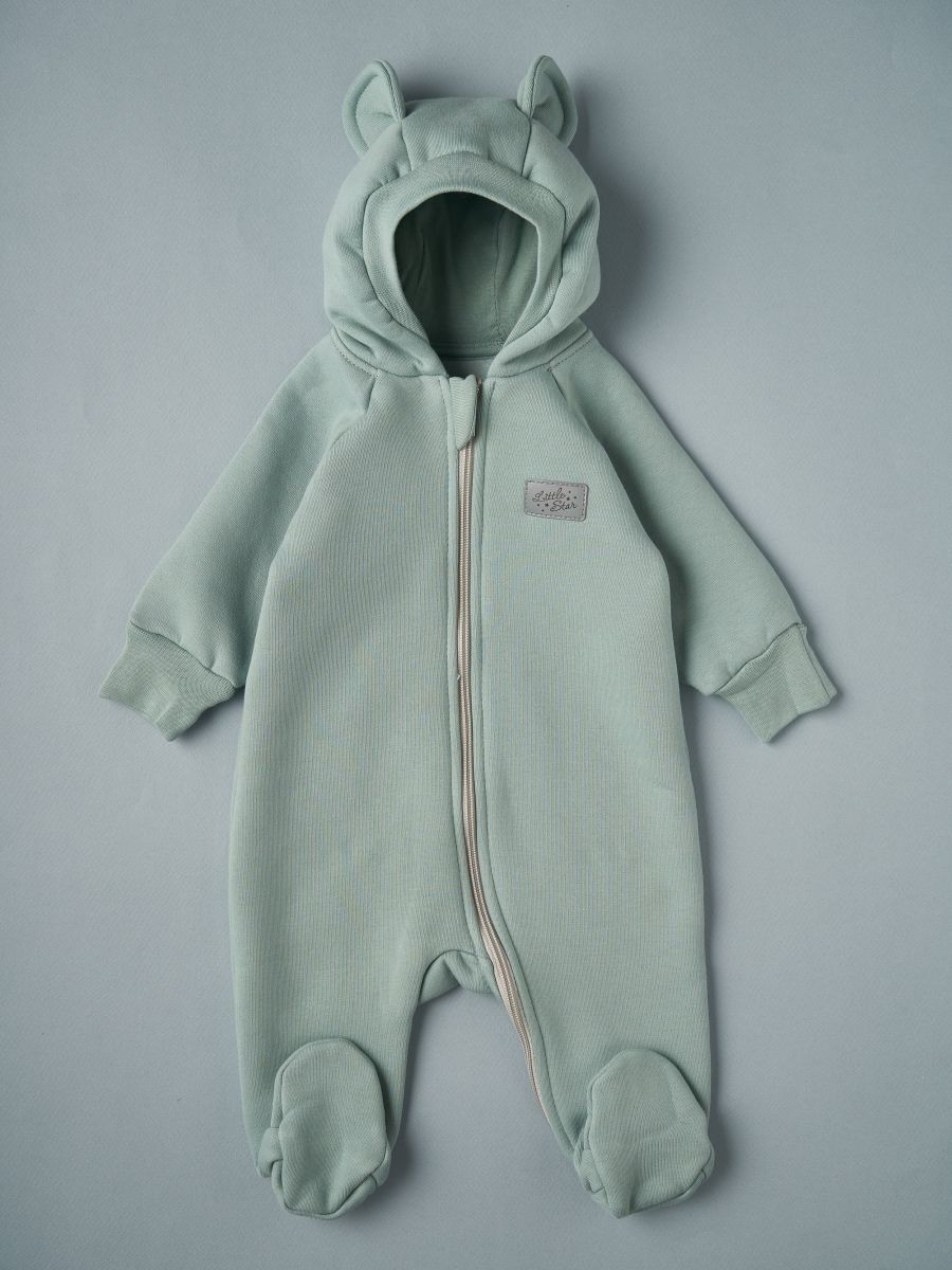 Комбинезон Little Star Мишка с капюшоном футер с начесом 30321 (ЧЗ-мз) олива 74