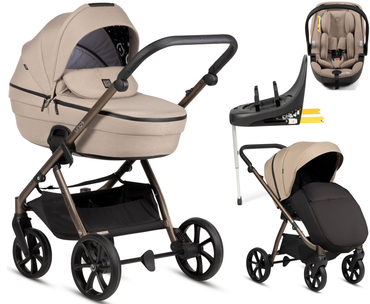 Детская коляска Tutis Uno 6 Plus Essential collection 4 в 1 с автокреслом Beno Beige и базой 1602146 Nougat
