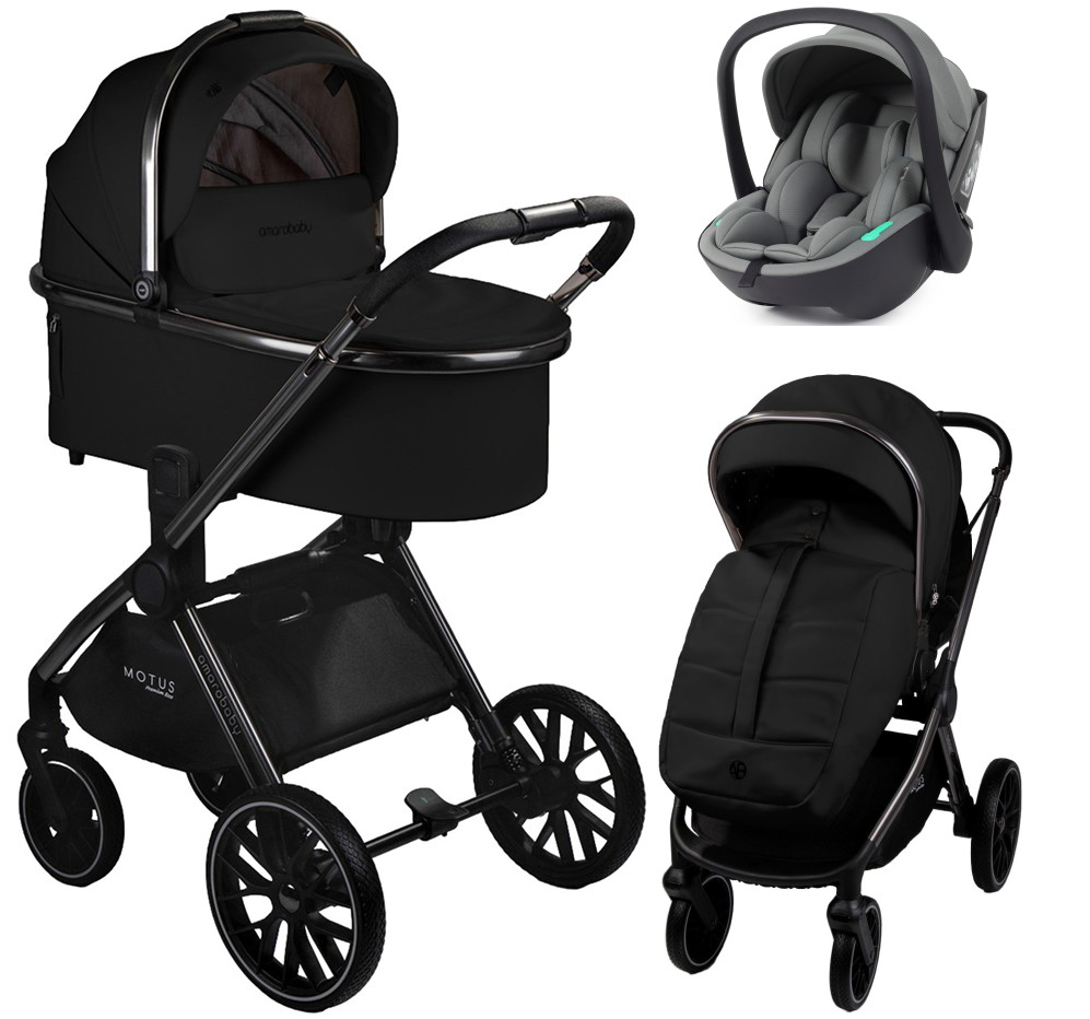 Детская коляска AmaroBaby Motus Premium Ecco 3 в 1 с автокреслом Rant Miro Olive черный