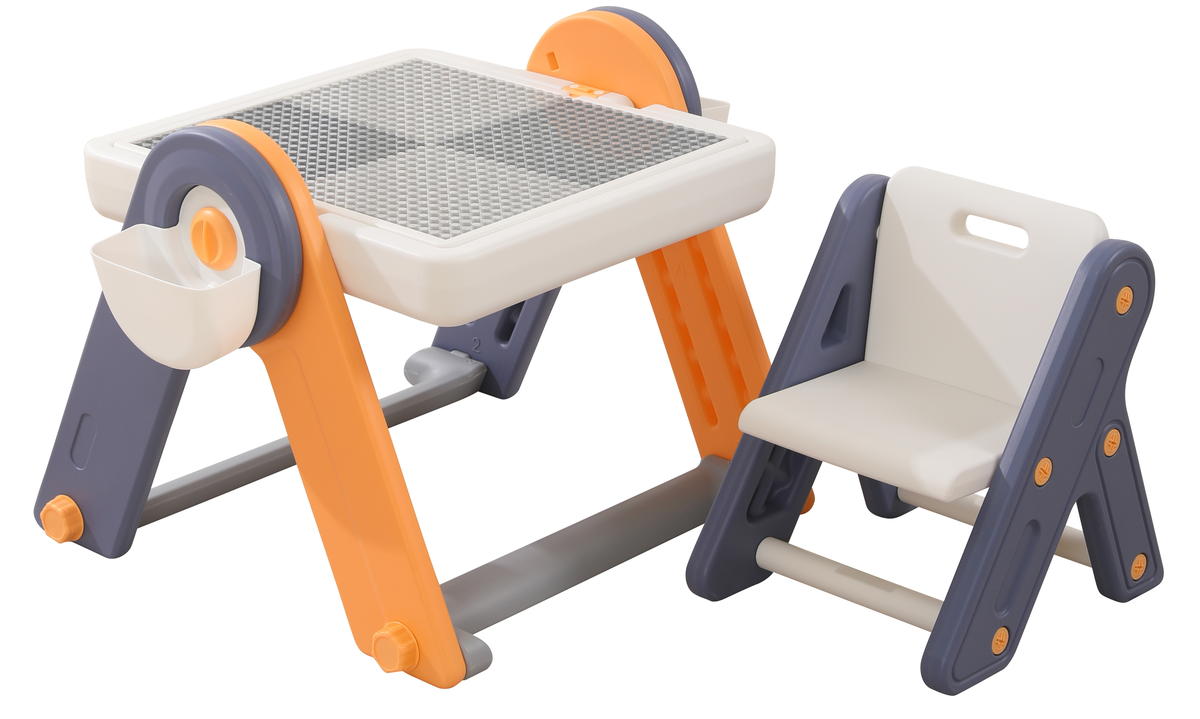 Развивающий детский стол со стульчиком 4 в 1 UNIX Kids Lego Yellow