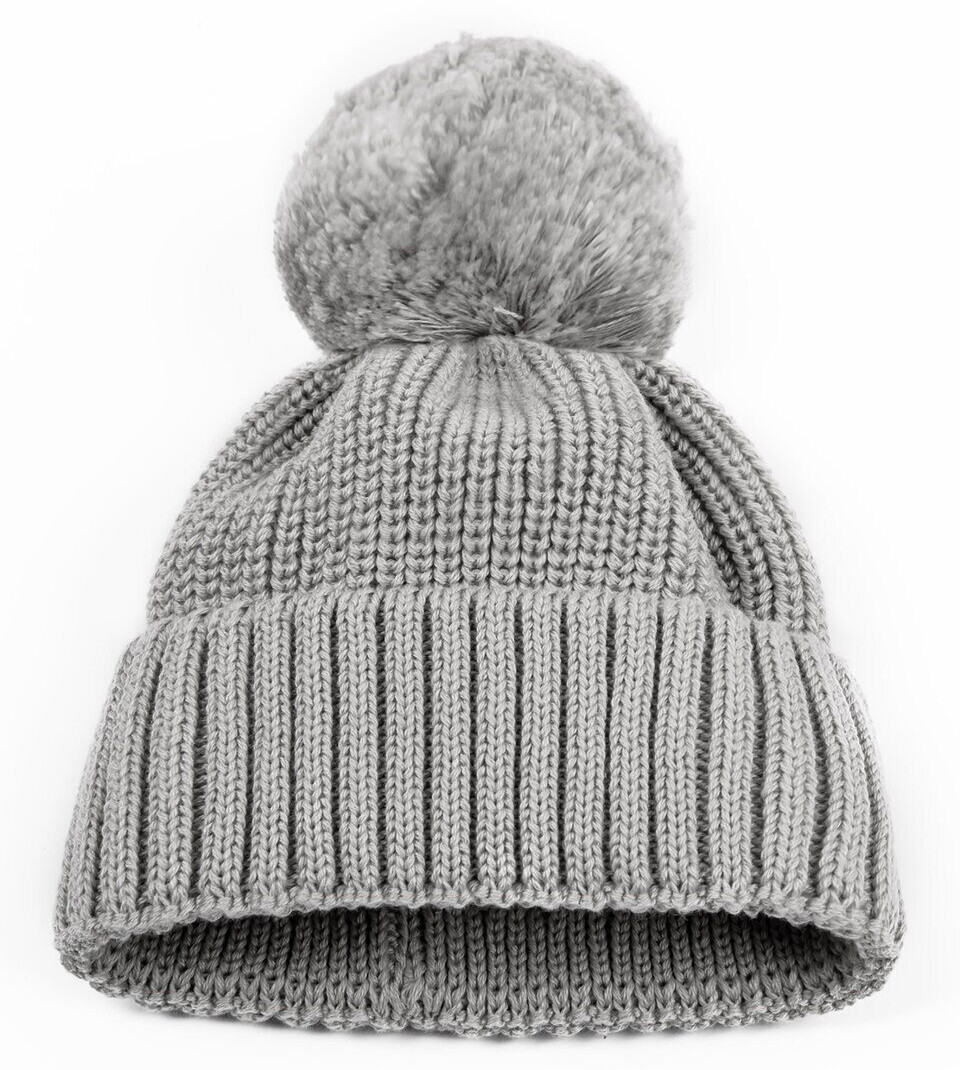Шапочка вязаная с помпоном AmaroBaby Pure Love Muffin демисезонная серый 38
