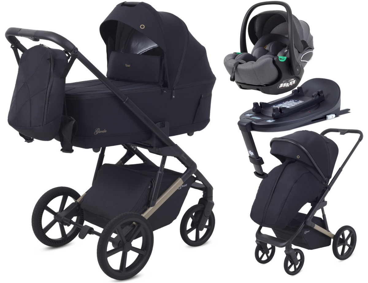 Детская коляска Rant Garda 4 в 1 с автокреслом Evomax Grey и базой Black