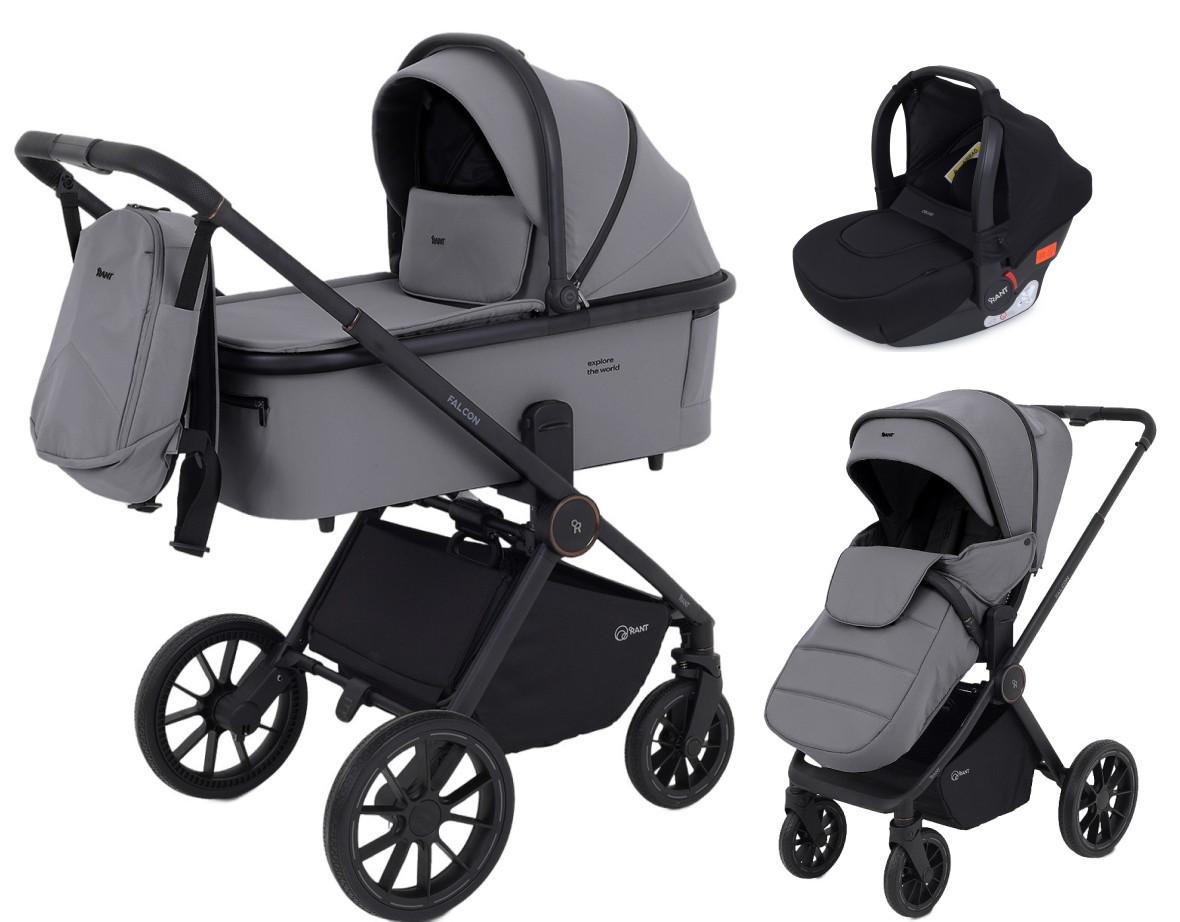 Детская коляска Rant Falcon Neo 3 в 1 с автокреслом Cruise Black Grey