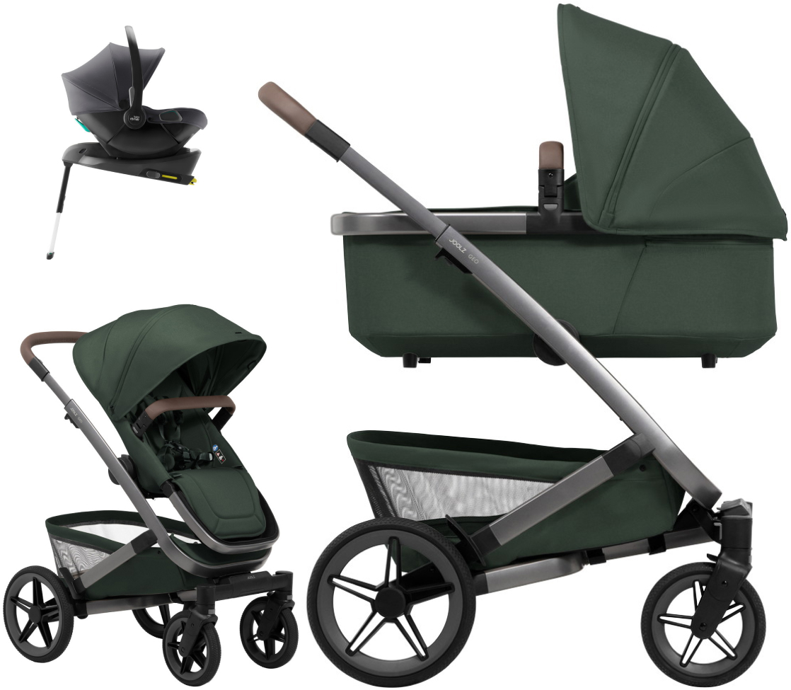 Детская коляска 4 в 1 Joolz Geo5 и автокресло Baby-Safe Core Midnight Grey и база Baby-Safe Core Forest Green