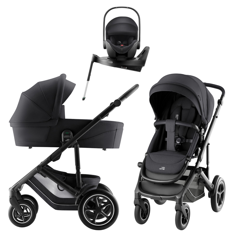 Коляска 3 в 1 Britax Roemer Smile 5Z Style и автокресло Baby-Safe Pro Classic Deep Black + Vario Base 5Z Carbon Black