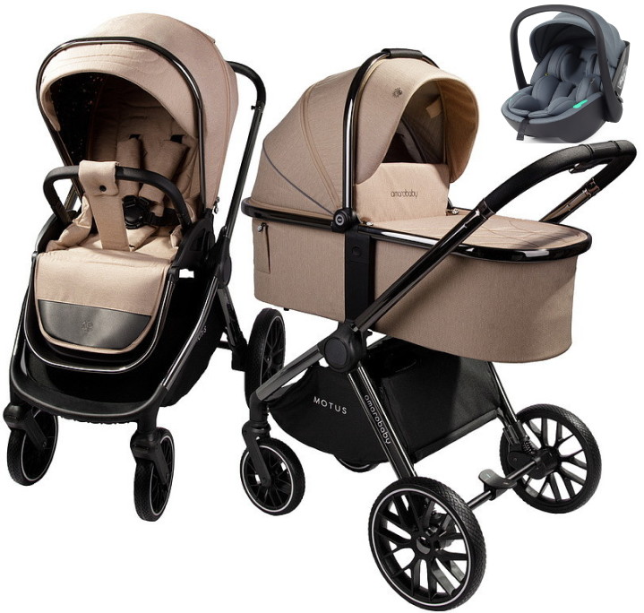 Детская коляска AmaroBaby Motus V2 3 в 1 с автокреслом Rant Miro Graphite мокко