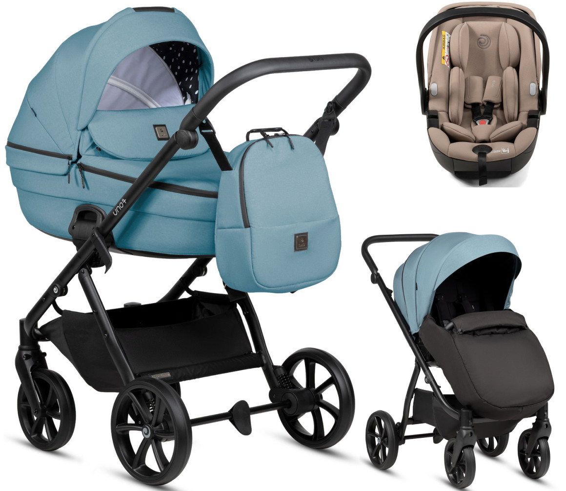 Детская коляска Tutis Uno 6 Plus Essential collection 3 в 1 с автокреслом Beno Beige 1602143 Menta с сумкой